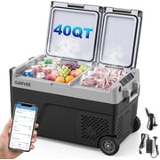 Dual Zone 12V Car Refrigerator Freezer - 40QT,4 F68 F, Portable Electric Cooler with Wheels, APP Control, Battery Charging Pad for Car, RV, Camping, Home - B38 2-in-1 Tabletop, US Market