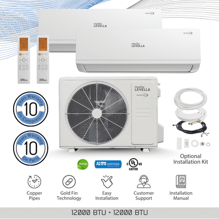 Dual Zone 21 SEER2 Ductless Mini Split Air Conditioner Inverter Wifi Heat Pump 220V