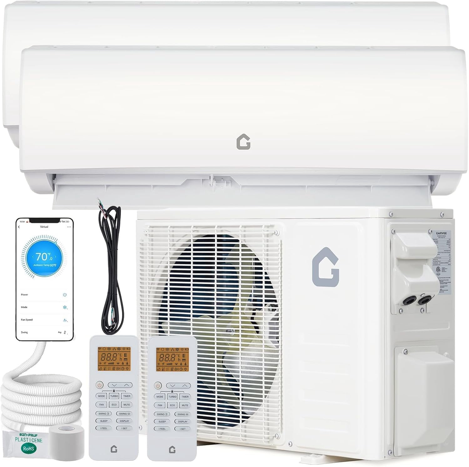 Dual Zone 35,000 BTU Mini Split Central Air Conditioner & Heater – 18K ...