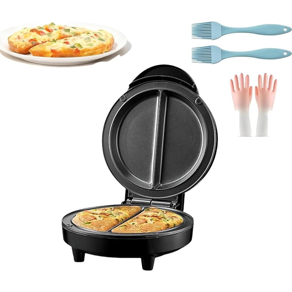 Dual-Zone Electric Omelet Maker with Nonstick Coating for 2 Eggs, 1000W Egg Cooker