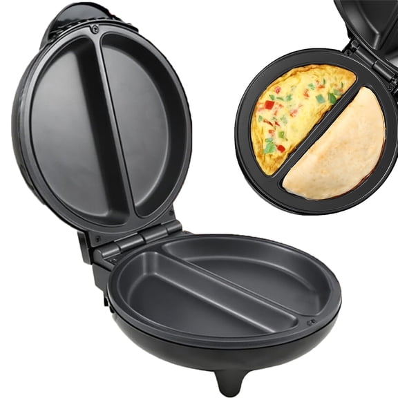 Dual-Zone Electric Omelette Maker, 1000W Rapid Double-Sided Egg Cooker with Non-Stick Plates,Compact Breakfast Maker for 2 Omelettes Simultaneously, Cool-Touch Handle for Home,Dorm&Travel