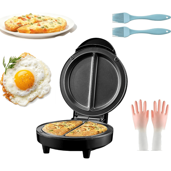 Dual-Zone Electric Omelette Maker, Omelette Pan Nonstick, Non Stick Coating, With Indicator Lights Anti-Silp Base Anti-Scald Handle Quick & Easy, No Flipping & Stove , Omlet Maker Electric