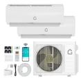 thumbnail image 1 of Dual Zone Mini Split, 20000 BTU 9k+9k Mini Split Ac/Heating System, 208-230v Wifi Enabled Energy Efficient 2 Zone Mini Split Air Conditioner & Heater, 16Ft Copper Line, 1 of 10
