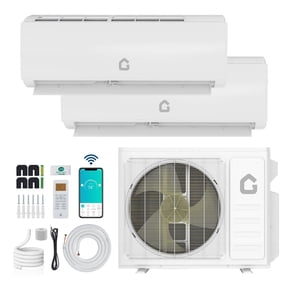 Dual Zone Mini Split, 35000 BTU ODU Mini Split Ac/Heating System, 208-230v Wifi Enabled Energy Efficient 2 Zone Mini Split Air Conditioner & Heater, 16Ft Copper Line & Full Installa