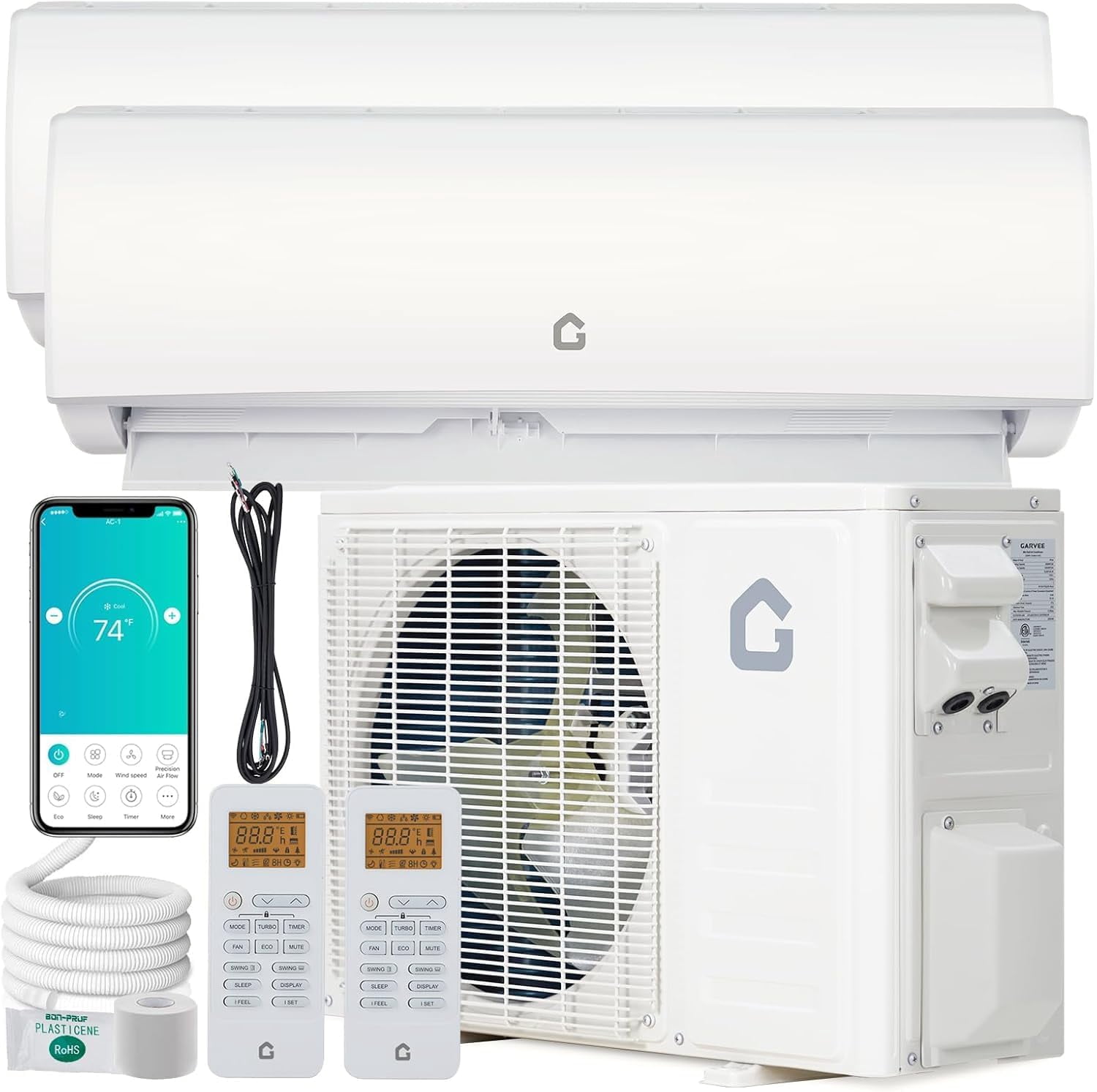 Dual Zone Mini Split AC & Heat Pump - 24,000 BTU (2×12,000 BTU Indoor ...