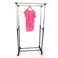 thumbnail image 1 of Dual-bar Vertical & Horizontal Stretching Stand Clothes Rack with Shoe Shelf YJ-03 Black & Silver, 1 of 5