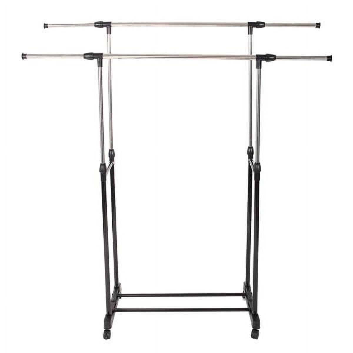 Dual-bar Vertical & Horizontal Stretching Stand Clothes Rack with Shoe ...