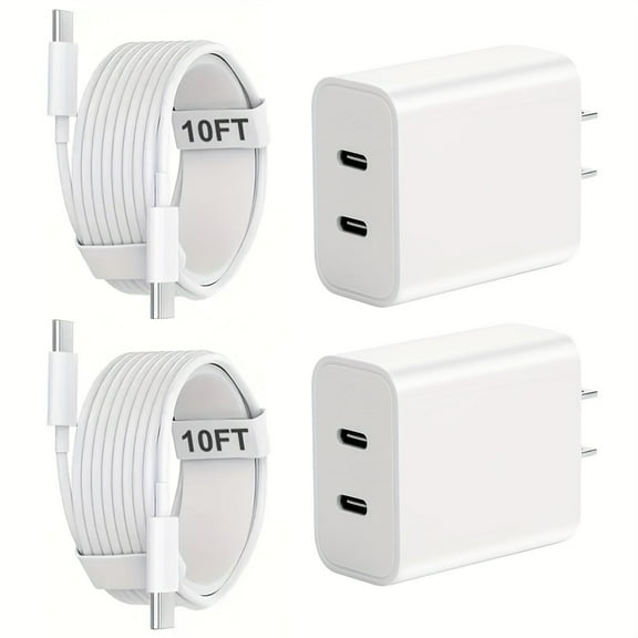 Dual fast wall charger for iPhone 16/15 Pro Max, 20W USB C charger block with 6.6ft USB-C cable for iPhone 15series,Samsung Galaxy A15, iPad
