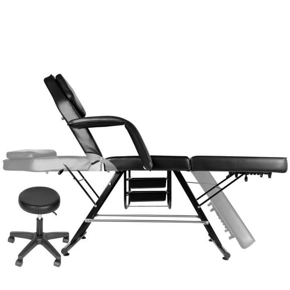 Dual - function (Lie/Sit) Massage Bed, Tattoo Chair, Extra - thick & Wide Brackets (881 - lb Load - bearing), Detachable Handles, Comes with 250 - lb Chair. Applicable for Tattoo & Lash, for Clinics