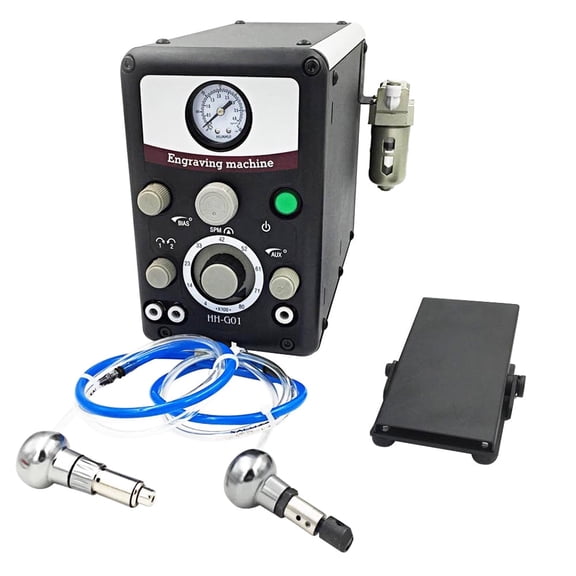 Dual-head Pneumatic Jewelry Engraver Machine Pneumatic Hand Engraving Machines 400-8000 RPM Pneumatic Graver Handpiece Micro Engraer for Jewelry Crafts and Wrought Iron