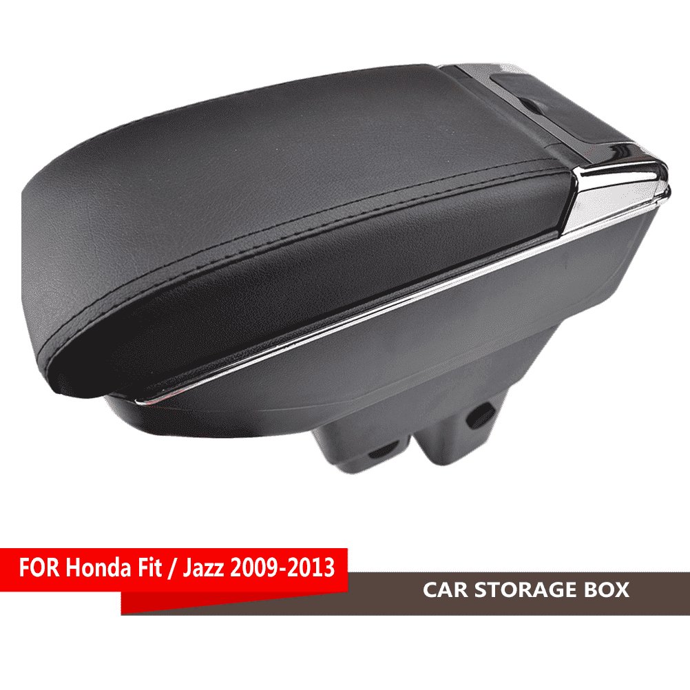 Dual-layer Car Arm Rest Center Console Armrest Box Tray For Honda Fit Jazz 2009-2013