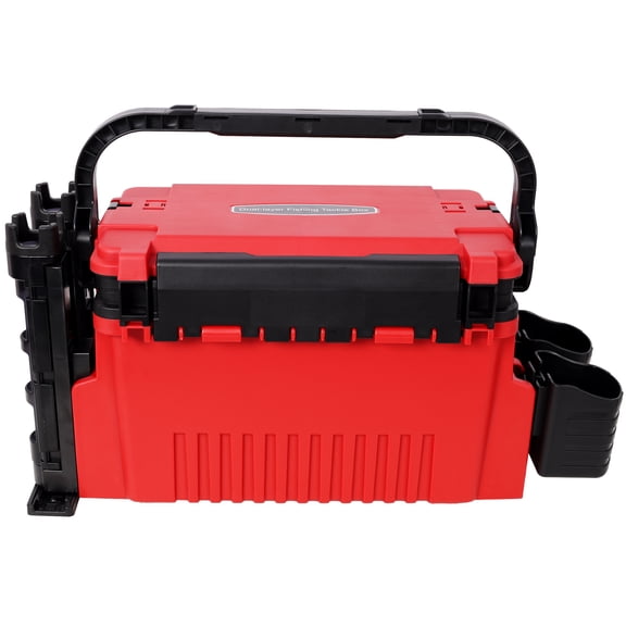 Dual-layer Fishing Tackle Box,Tackle Box Organizer Fishing Box Large,With 2pcs Rod Holder,2pcs Cup Holder,1pc Carring Strap,Red,
