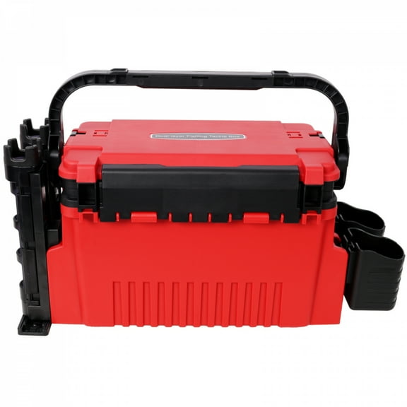 Dual-layer Fishing Tackle Box,Tackle Box Organizer Fishing Box Large,With 2pcs Rod Holder,2pcs Cup Holder,1pc Carring Strap,Red