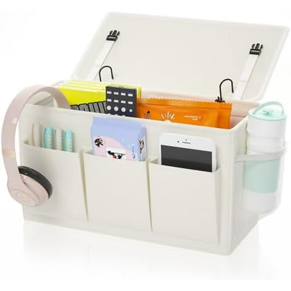 Dual-purpose Bedside Caddy Bedside Organizer, Bed Caddy with 6 Pockets ...
