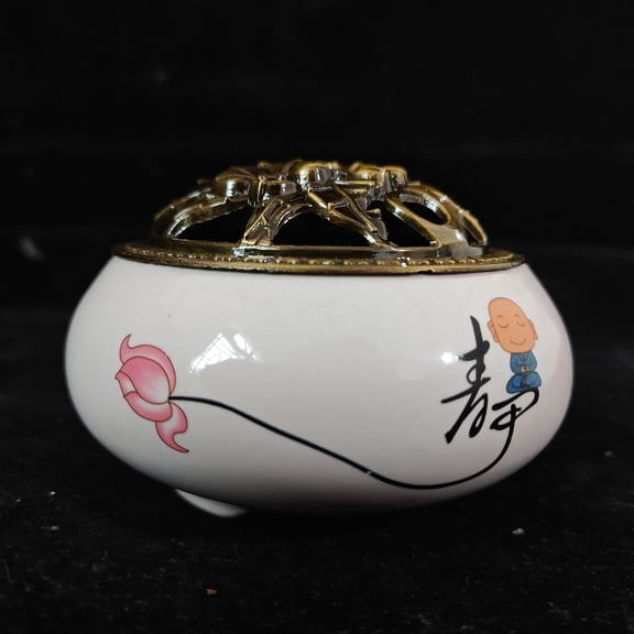 Dual purpose Ceramic Lotus buddha Incense Burner, Hand Incense Holder Clay Ash Catcher Tea play set pottery cone Backflow Cone Burner Holder