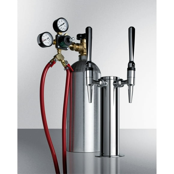 Dual tap system with nitrogen tank to serve nitro-infused coffee from most beer dispensers