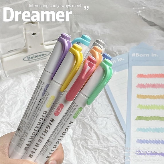 Dual-tip Highlighter Pen Set 5-Count Lightfast Ink No Bleed-Through for ...