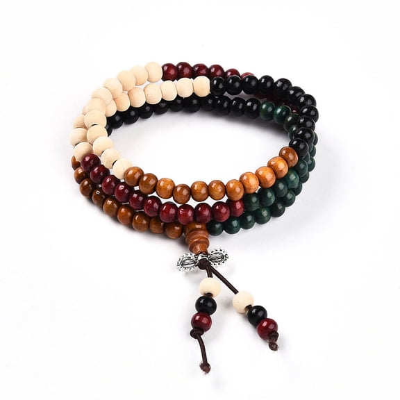 Dual-use Items Wrap Style Jewelry Dyed Wood Round Beaded Bracelets or Necklaces Colorful 520mm 108pcs/bracelet diy