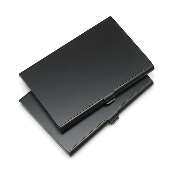 DualFerv 2-Pack Slim Business Name Card Case for Men & Women, Multi-Card Holder for Credit Card & ID, Foldable Metal Organizer, Purse Storage, Buckle Style Shut, Black