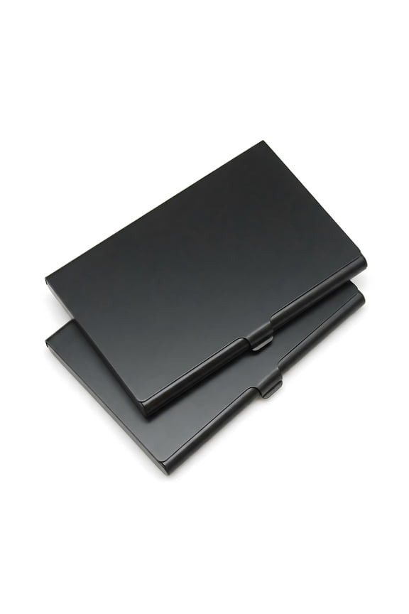 2-Pack Slim Business Name Card Case for Men & Women, Multi-Card Holder for Credit Card & ID, Foldable Metal Organizer, Purse Storage, Buckle Style Shut, Black