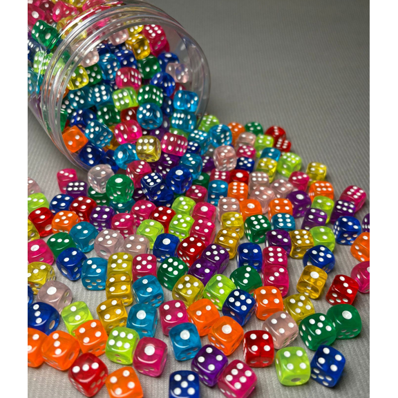 DualFerv 70PCS Translucent Colorful Dice Set, 6-Sided Standard Dice for Board Games, Math Games, Classroom, Party Favors