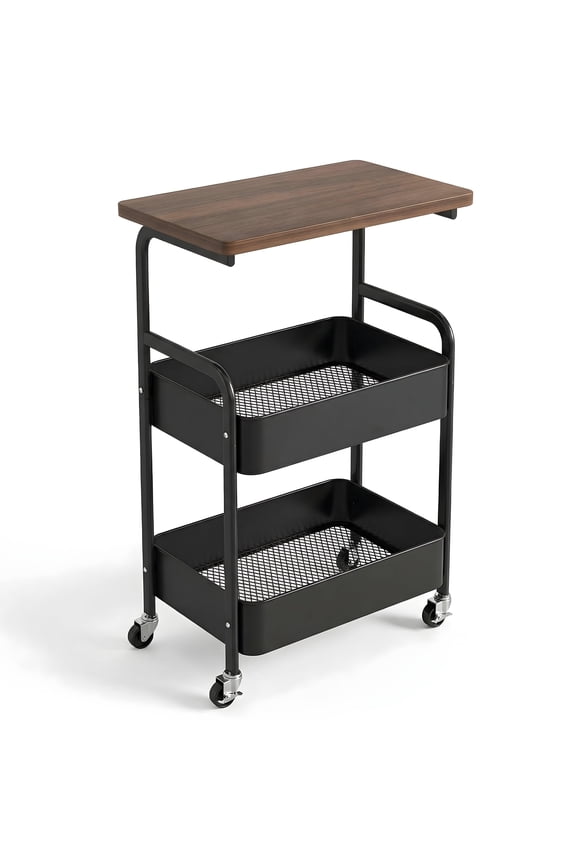 Metal End Table Couch Side Table with Drawer - Bedside Table with Wheels for Living Room Bedroom