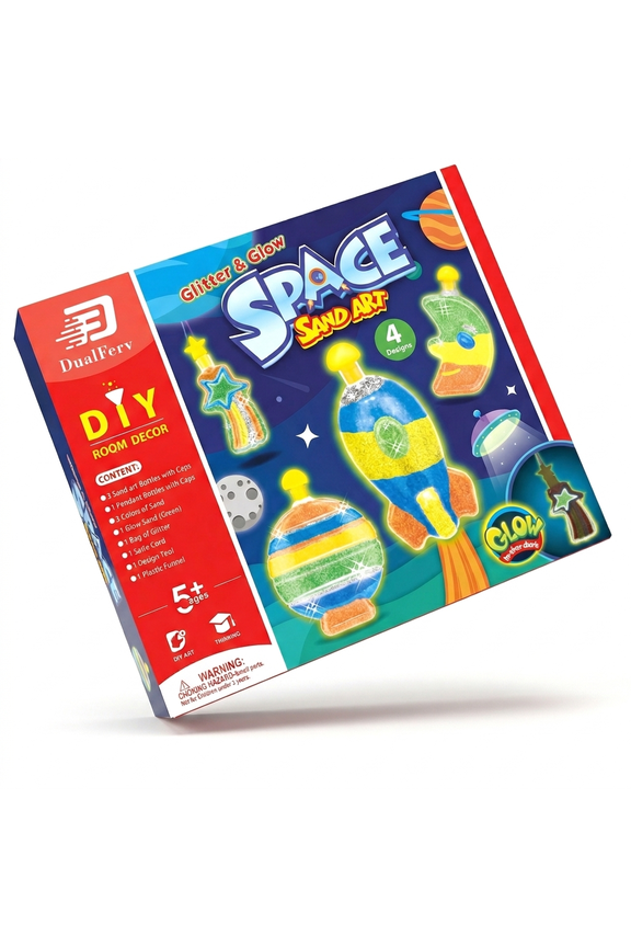 DF DUALFERV Sand Art Kids Space Glow Sand Art Kit, DIY Craft Set