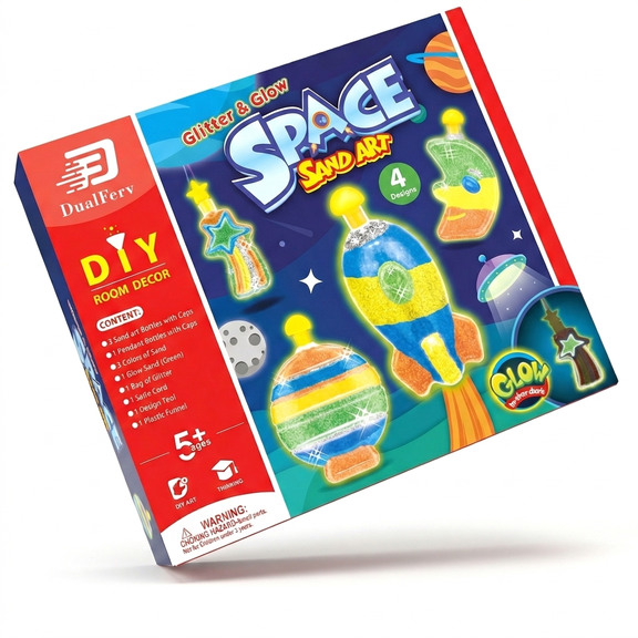 DF DUALFERV Sand Art Kids Space Glow Sand Art Kit, DIY Craft Set