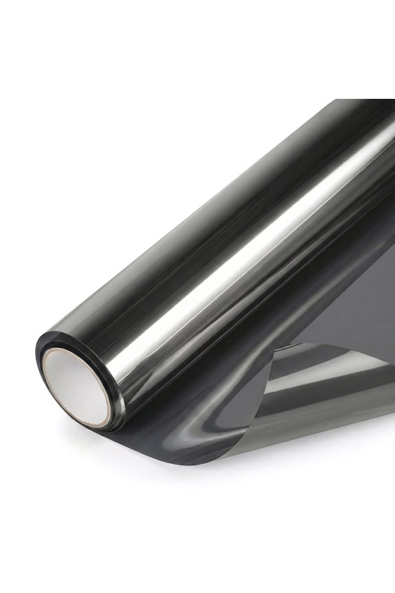 Window Privacy Film One Way Mirror Film Daytime Privacy Static Non-Adhesive Decorative Heat Control Anti UV Window Tint for Home and Office Black Silver35.43''x7118.1''