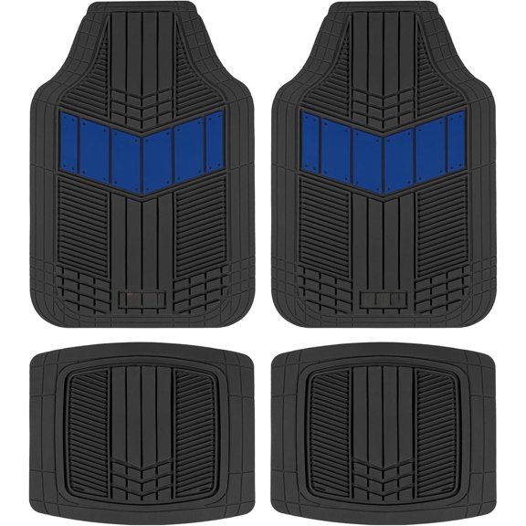 DualFlex(TM) Rubber  Floor Mats  Weather  4- Sporty Two-Tone Design  Mats Full Set - Universal Trim-to-Fit Floor Mats for , SUV, &  -  Carpet Protector