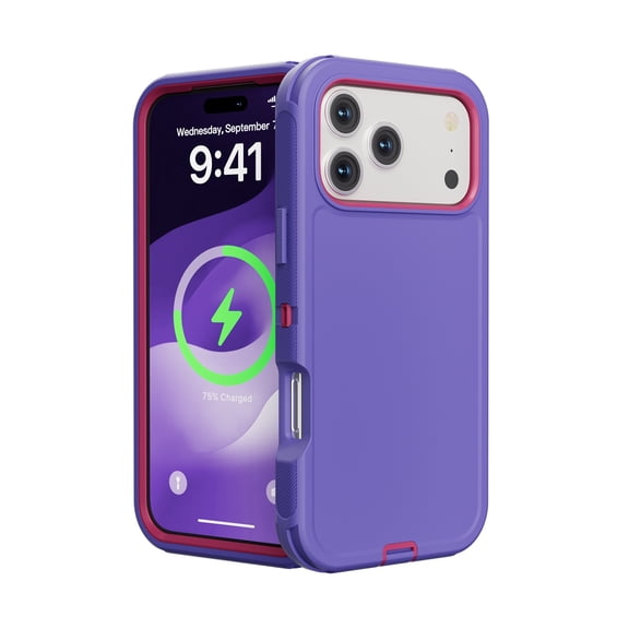 DualPro SecureFit Protective Case for iPhone 17 Pro Max - Purple & Pink