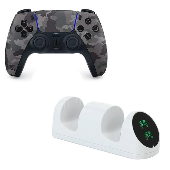 DualSense Controller in Camo Gray with Charging Dock