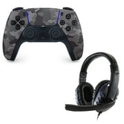 PlayStation Video Game Pads Bundle with DualSense Controller Universal Headset for PS5, Gray, 1 Pack