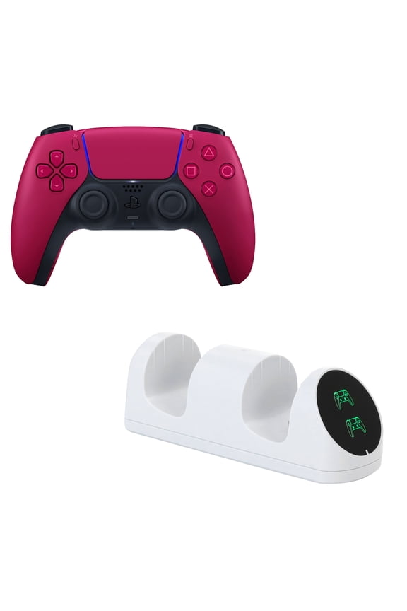 DualSense Controller in Cosmic Red with Charging Dock