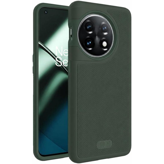 DualShield Grip Designed for OnePlus 11 Case 5G (2023), [MergeGrip] Dual Layer Shockproof Slim Military Grade Non-Slip Tough Heavy Duty Protective Phone Cover - Pine Green