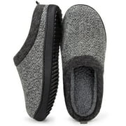 DualTop Men's Comfy Wool Like Knit Memory Foam Slippers Bedroom Indoor House Shoes with Sherpa Lining