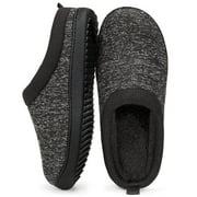 DualTop Men's Comfy Wool Like Knit Memory Foam Slippers Bedroom Indoor House Shoes with Sherpa Lining