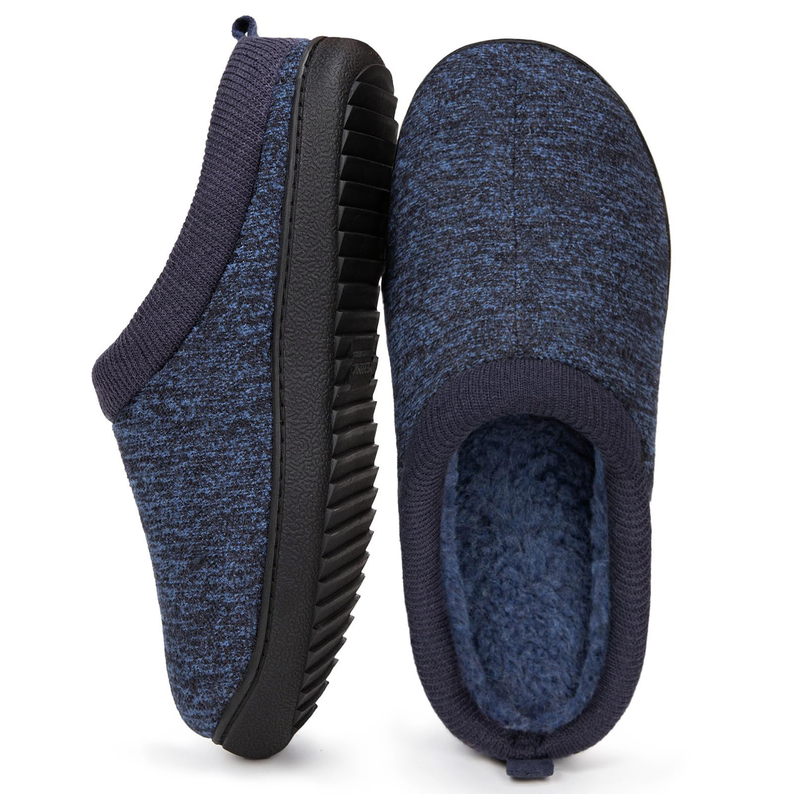 HomeIdeas Men's House Woolen Fabric Memory Foam Slippers, Cozy Bedroom