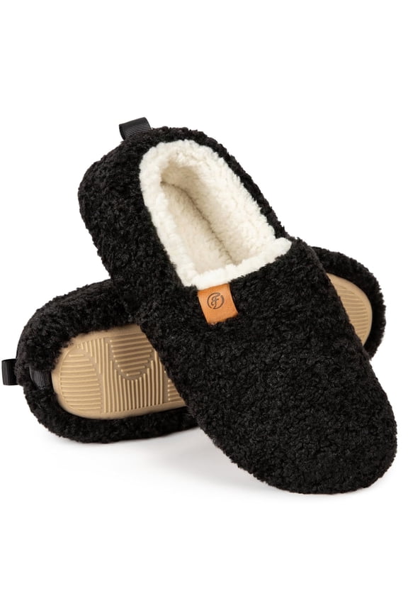 Women's Soft Curly Comfy Full Slippers Memory Foam Lightweight House Shoes Cozy Warm Loafer with Polar Fleece Lining