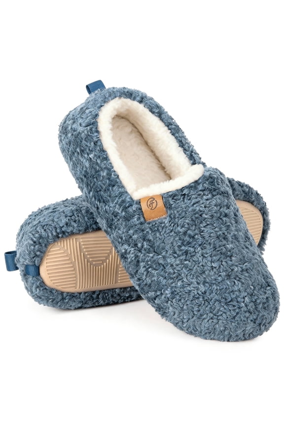 Women's Soft Curly Comfy Full Slippers Memory Foam Lightweight House Shoes Cozy Warm Loafer with Polar Fleece Lining