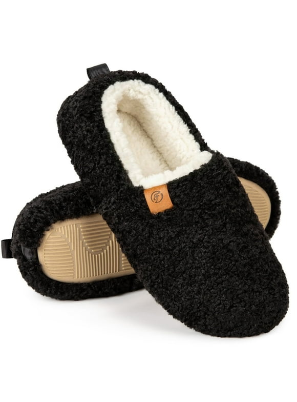 Women's Soft Curly Comfy Full Slippers Memory Foam Lightweight House Shoes Cozy Warm Loafer with Polar Fleece Lining