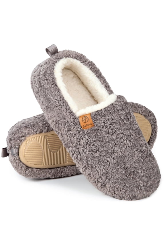 Women's Soft Curly Comfy Full Slippers Memory Foam Lightweight House Shoes Cozy Warm Loafer with Polar Fleece Lining