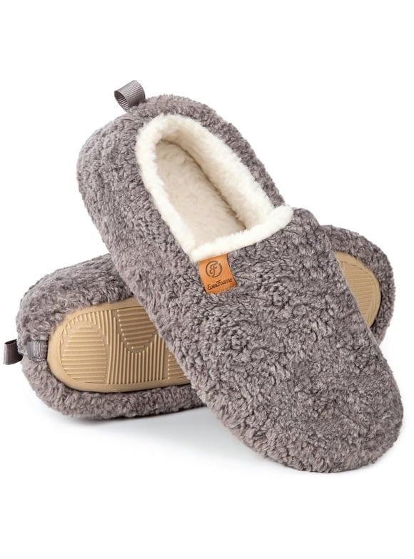Women's Soft Curly Comfy Full Slippers Memory Foam Lightweight House Shoes Cozy Warm Loafer with Polar Fleece Lining