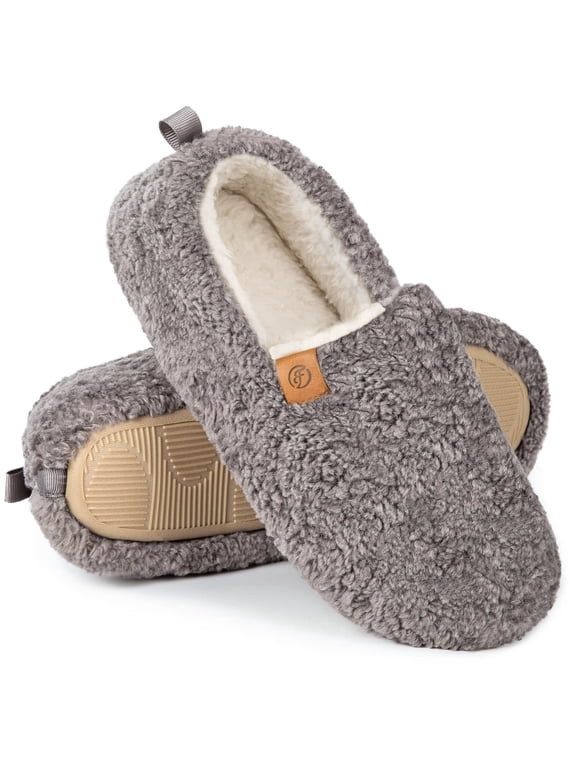 Women's Soft Curly Comfy Full Slippers Memory Foam Lightweight House Shoes Cozy Warm Loafer with Polar Fleece Lining