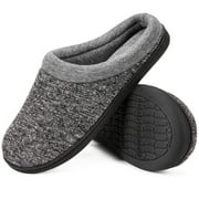DualTop Women's Warm Cotton Knit Memory Foam Slippers Soft Yarn House Slippers with Anti Slip Sole