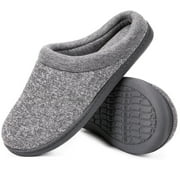 DUALTOP Women's Warm Cotton Knit Memory Foam Slippers Soft Yarn House Slippers with Anti Slip Sole