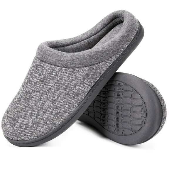 DualTop Women's Warm Cotton Knit Memory Foam Slippers Soft Yarn House Slippers with Anti Slip Sole