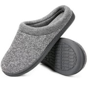 DualTop Women's Warm Cotton Knit Memory Foam Slippers Soft Yarn House Slippers with Anti Slip Sole
