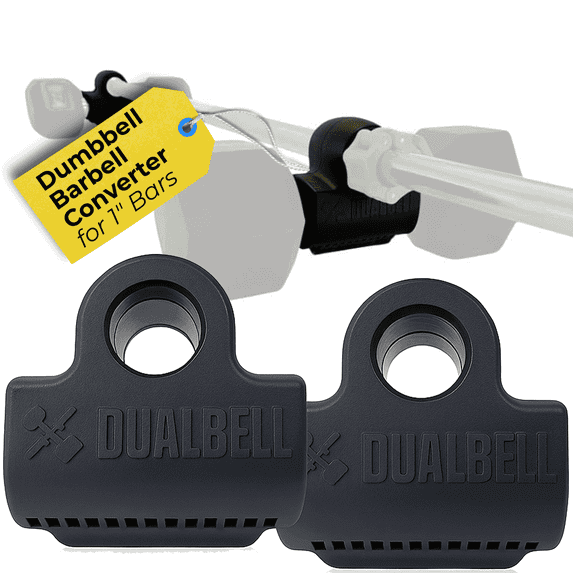 Dualbell Dumbbell Converters for 1" Bar, Barbell Adapter, Home Gym Dumbbell to Barbell Connector
