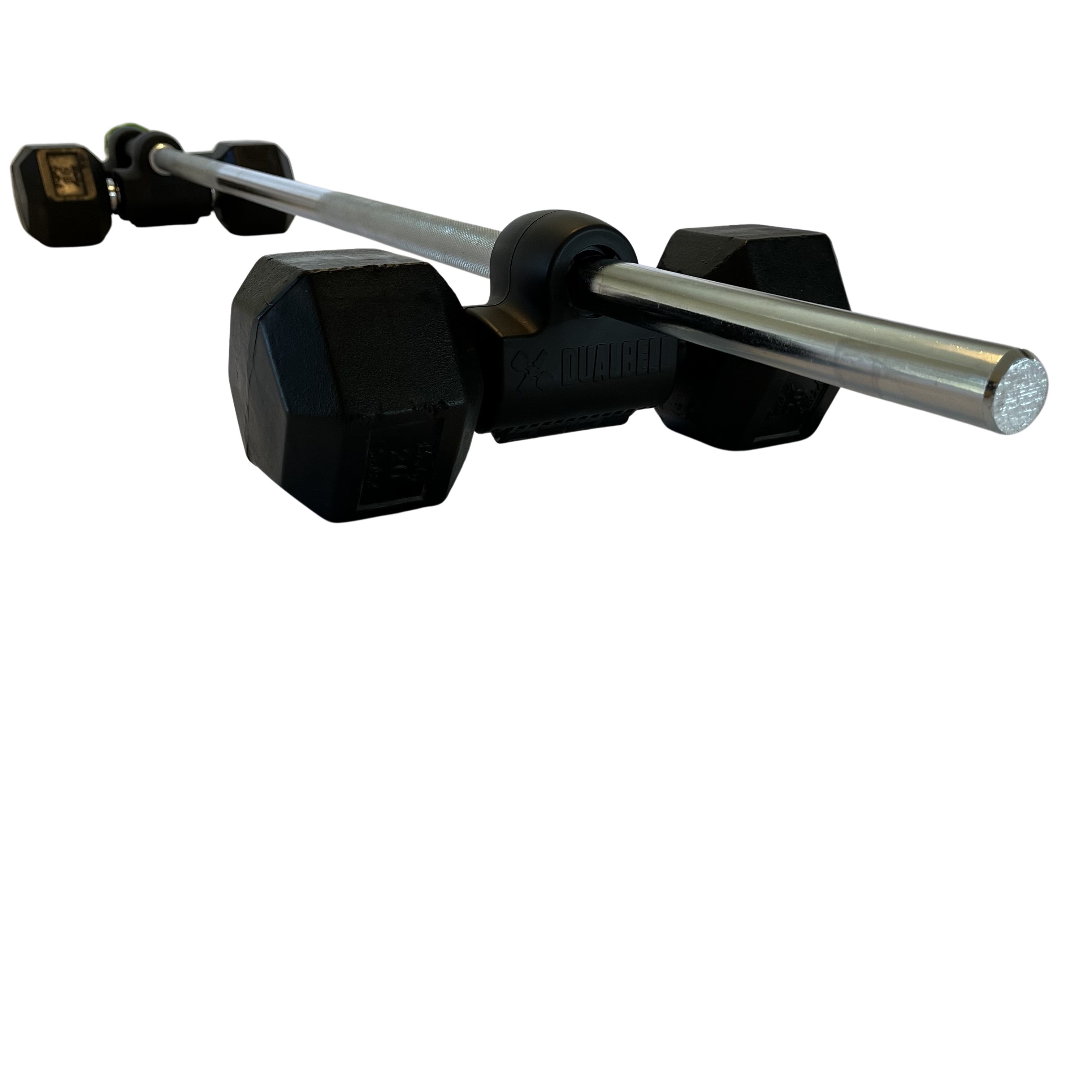 Dualbell Pair Adapt Dumbbells to a Standard Bar Dumbbell to Barbell